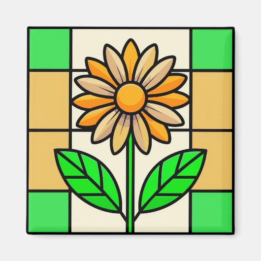 ステンドグラス花 マグネット (正面)