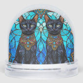 ステンドグラス芸術的デザインの黒猫 (裏面)