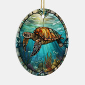 ステンドグラス芸術、ステンドグラス海タートルセラム セラミックオーナメント (右)