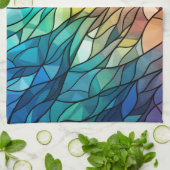 ステンドグラス茶タオル キッチンタオル (折り畳み)