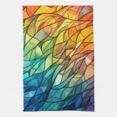 ステンドグラス茶タオル キッチンタオル (縦)