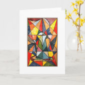 ステンドグラス茶ポットアクリル作品 カード (黄色い花)