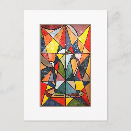 ステンドグラス茶ポットアクリル作品 ポストカード (正面)