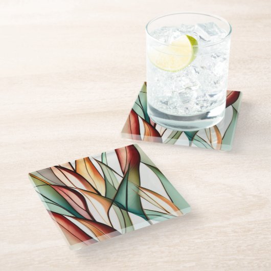 ステンドグラス草 ガラスコースター (アングル)