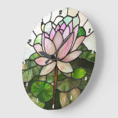 ステンドグラス蓮の花 ラージ壁時計 (傾斜)