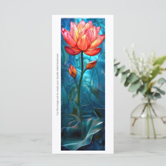 ステンドグラス蓮ブックマークカードの作成 (スタンド正面)