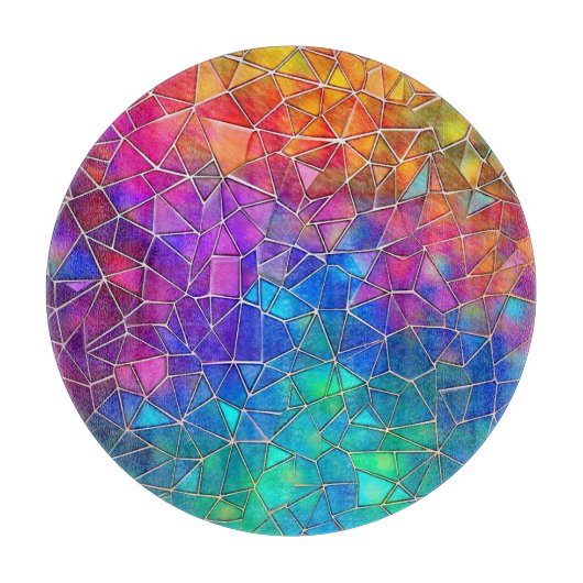 ステンドグラス虹のパターン カッティングボード (正面)