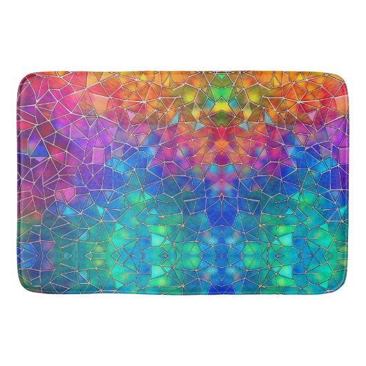 ステンドグラス虹のパターン バスマット (正面)