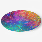 ステンドグラス虹のパターン ペーパープレート (アングル)