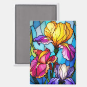 ステンドグラス虹彩花付き長方形マグネット マグネット (正面/裏面)