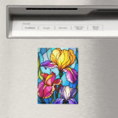 ステンドグラス虹彩花付き長方形マグネット マグネット (インサイチュ (食洗機))