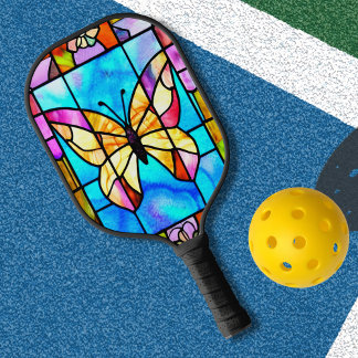 ステンドグラス蝶ピックボールパドル ピックルボールラケット