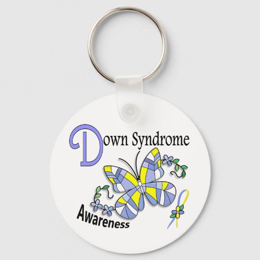 ステンドグラス蝶2ダウン症候群 キーホルダー (正面)