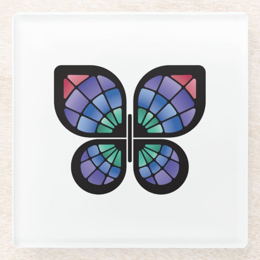 ステンドグラス蝶 ガラスコースター (正面)