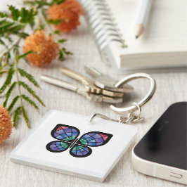 ステンドグラス蝶 キーホルダー