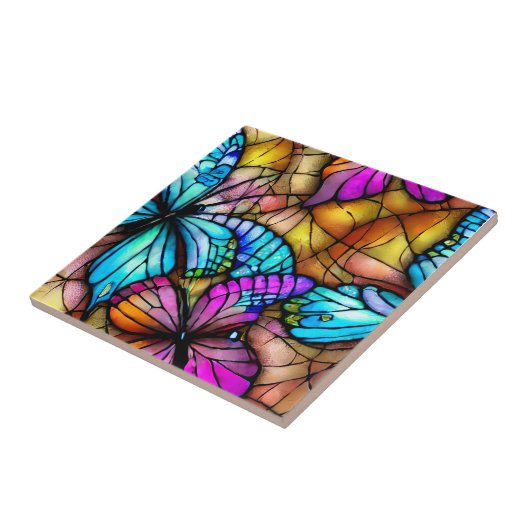 ステンドグラス蝶 タイル (側面)