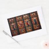 ステンドグラス詳細、トルーズ大聖堂 長方形シール (封筒)