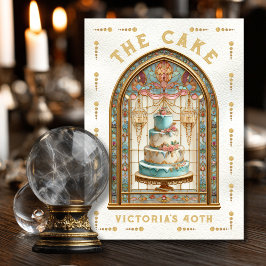 ステンドグラス誕生日パーティーケーキタロットカード 招待状