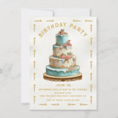 ステンドグラス誕生日パーティーケーキタロットカード 招待状 (裏面)