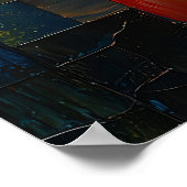 ステンドグラス赤い優雅なバラ ポスター (角)