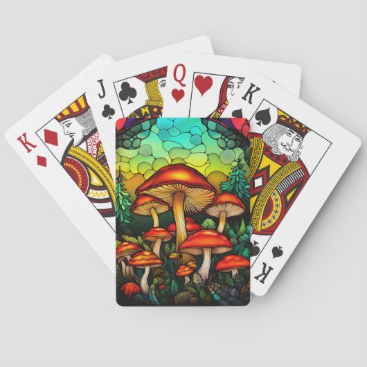 ステンドグラス赤きのこ類の接種ファンタジー トランプ (裏面)