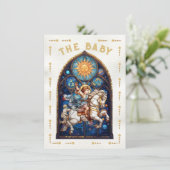 ステンドグラス赤ちゃんシャワータロットカード 招待状 (スタンド正面)