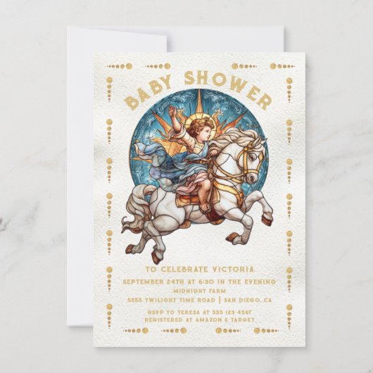 ステンドグラス赤ちゃんシャワータロットカード 招待状 (裏面)