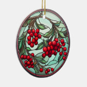 ステンドグラス赤と緑のフェスティバルツリー装飾 セラミックオーナメント (右)