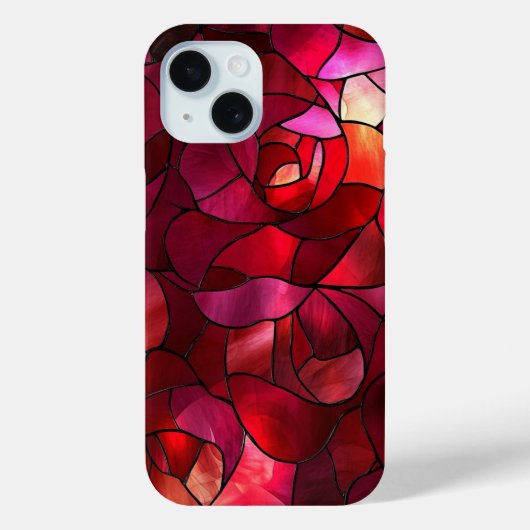 ステンドグラス赤バラフローラアート女性向け Case-Mate iPhoneケース (裏面)