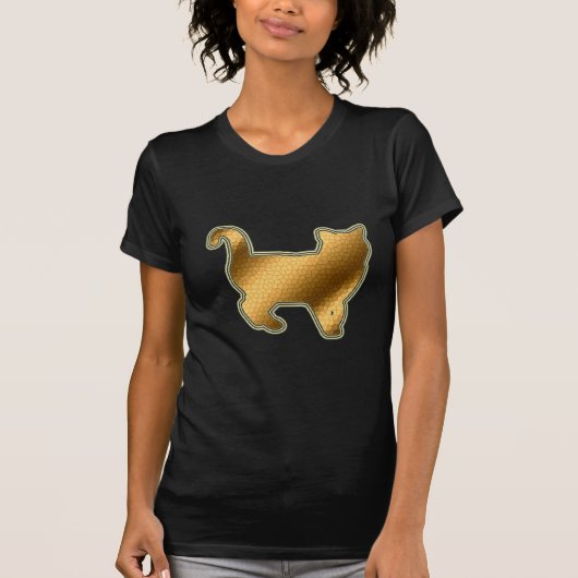ステンドグラス金ゴールド猫 Tシャツ (正面)
