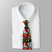 "ステンドグラス開花：色の鉛灯チューリップ" ネクタイ (タイ)