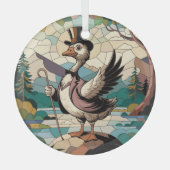 ステンドグラス間抜けアート、ガチョウのステンドグラス ガラスオーナメント (正面)