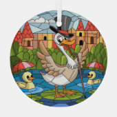 ステンドグラス間抜けアート、ガチョウのステンドグラス ガラスオーナメント (裏面)