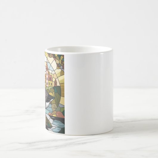ステンドグラス間抜けアート、ガチョウのステンドグラス コーヒーマグカップ (中央)