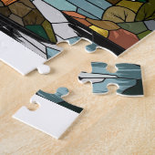 ステンドグラス間抜けアート、ガチョウのステンドグラス ジグソーパズル (側面)