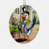 ステンドグラス間抜けアート、ガチョウのステンドグラス セラミックオーナメント (右)