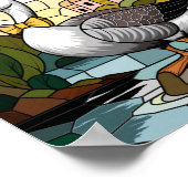 ステンドグラス間抜けアート、ガチョウのステンドグラス ポスター (角)