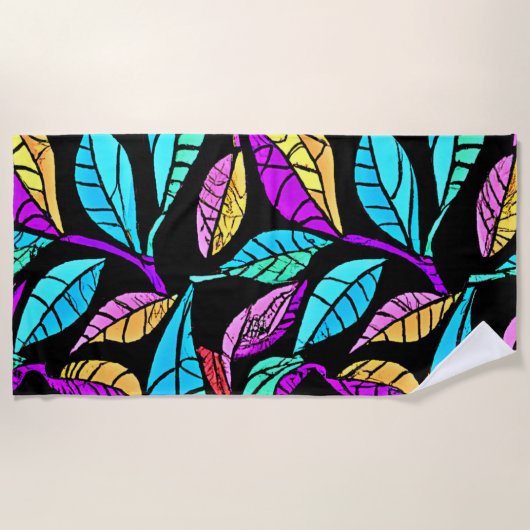 ステンドグラス離れデザイン ビーチタオル (正面)