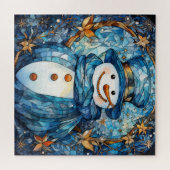 ステンドグラス雪だるまパズル ジグソーパズル (横)