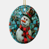 ステンドグラス雪だるま パーソナライズされた セラミックオーナメント (右)
