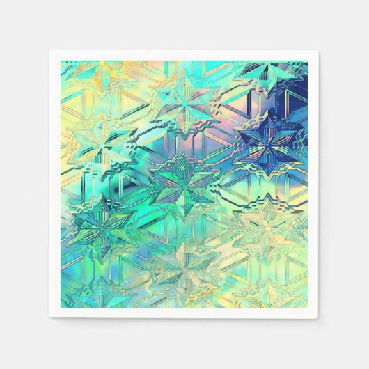 ステンドグラス雪片カラフルかわいいパステル スタンダードカクテルナプキン (正面)