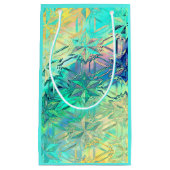 ステンドグラス雪片カラフルティール（緑がかった色）ピンクイエロー スモールペーパーバッグ (正面)