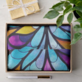 ステンドグラス青、紫、黄色のデコページ 薄葉紙 (ギフト)