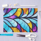 ステンドグラス青、紫、黄色のデコページ 薄葉紙 (クラフト)