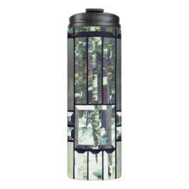 ステンドグラス面取り樺の木の木銀ブラック タンブラー