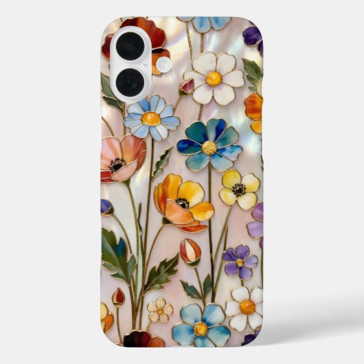ステンドグラス風のカラフルな野生の花のiPhoneケース Case-Mate iPhoneケース (裏面)