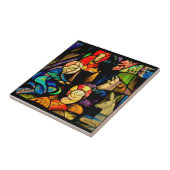 ステンドグラス風のキリストの誕生 タイル (側面)