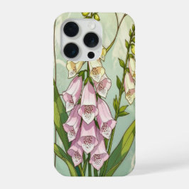 ステンドグラス風のジギタリスとスズラン iPhone 15 PROケース