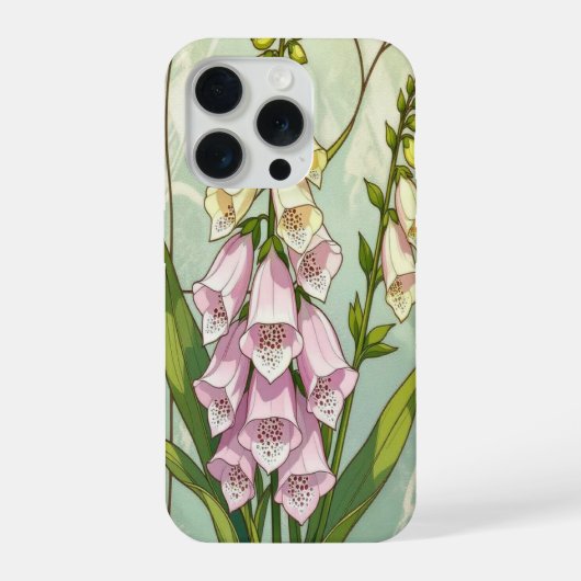 ステンドグラス風のジギタリスとスズラン iPhoneケース (裏面)