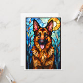 ステンドグラス風のドイツ牧羊犬 カード (正面/裏面インサイチュ)